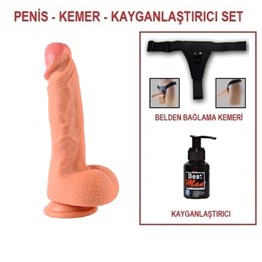 Belden Bağlamalı PenislerLilituShop22 cm Belden Bağlamalı Çift Katmanlı Realistik Dildo Penis Set